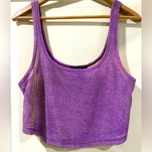 Cropped Purple Mesh Tank Top